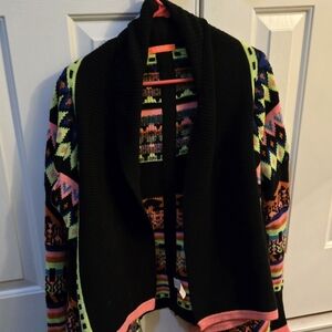 Lulamari Geometric Open Front Cardigan Sweater Women’s Medium Large